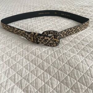 Leopard Print Genuine Leather Belt in Women’s Medium Large 1” wide Glam Rock